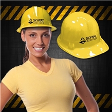 aerial view a yellow novelty yellow plastic construction hard hat, image 1 of 2