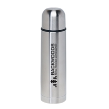aerial view a silver 16 oz stainless steel vaccum flask, image 1 of 4