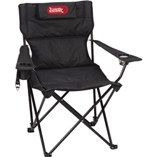 aerial view a black premium padded foldable outdoor reclining camping chair (400lb capacity), image 1 of 9