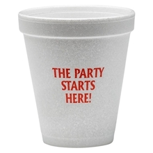 aerial view a white 8 oz styrofoam cup 3.5h x 3.25w, image 1 of 2