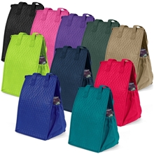 a group of therm - o snack insulated multi color bag 8 x 12 - screen print