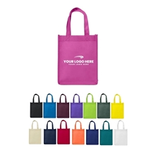 aerial view a group of the ike spree non - woven tote bag - 8 x 10 - screen print, image 1 of 2