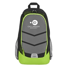 aerial view a lime green diamond lattice accent laptop backpack, image 1 of 2