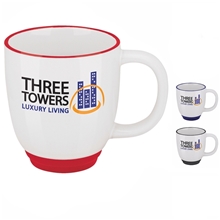 a group of 14 oz two - tone c - handle glossy ceramic bistro coffee mug