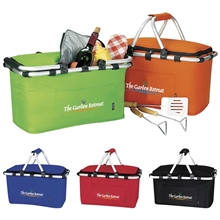 aerial view a group of koozie easy - storage picnic basket with cooler, image 1 of 2