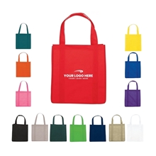 aerial view a group of polypropylene reusable grocery tote bag - 12.75 x 12.25, image 1 of 2