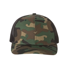 aerial view a army camo/ black richardson - patterned snapback trucker hat - colors, image 1 of 3