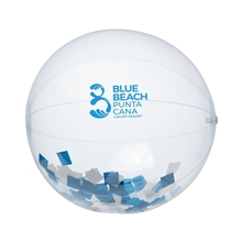 16 Blue And White Color Confetti Filled Round Clear Beach Ball