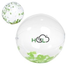 16 Green and White Confetti Filled Round Clear Beach Ball
