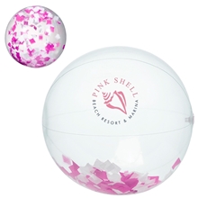 16 Pink And White Confetti Filled Round Beach Ball