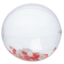 16 Red And White Color Confetti Filled Round Clear Beach Ball