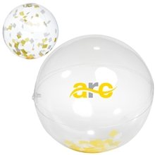 16 Yellow and White Confetti Filled Round Clear Beach Ball