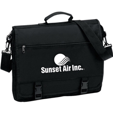 aerial view a black mariner business messenger bag, image 1 of 4