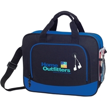 aerial view a black with blue trim barracuda dolphin business briefcase, image 1 of 2