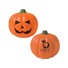 aerial view a orange halloween pumpkin shape stress ball, image 1 of 3