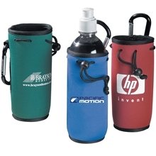 aerial view a group of collapsible polyester and polyvinyl bottle cooler, image 1 of 2