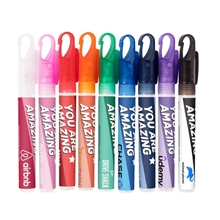 aerial view a group of 10 ml pocket hand sanitizer spray with carabiner clip, image 1 of 2