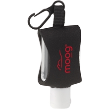 aerial view a black the lil cleaner hand sanitizer with protector, image 1 of 3