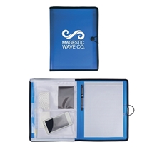 aerial view a translucent blue meeting organizer folio, image 1 of 3