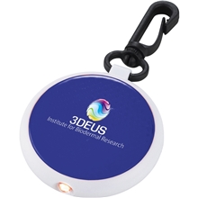 aerial view a translucent royal blue round reflector light, image 1 of 4