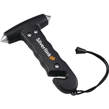 aerial view a black dual emergency hammer safety tool, image 1 of 3