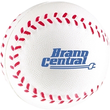 aerial view a white with red threads baseball ball stress reliever, image 1 of 3