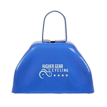 aerial view a blue small 3 basic cow bell, image 1 of 2