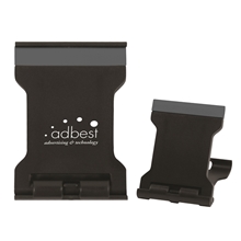 aerial view a black basic folding smartphone and tablet stand, image 1 of 2