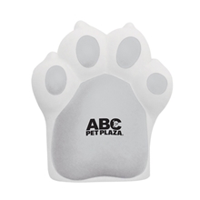 aerial view a white pet paw shaped stress ball, image 1 of 2