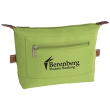 aerial view a lime green microfiber multi color zippin cosmetic bag 8 x 6.25, image 1 of 2