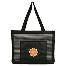 aerial view a black good value landscape mesh tote bag, image 1 of 2