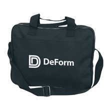 aerial view a black polyester briefcase, image 1 of 2