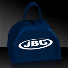 aerial view a navy blue 3 navy blue metal cowbells, image 1 of 2