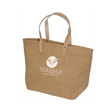 aerial view a natural the hamptons jute fabric tote bag - 17.5 x 10.5, image 1 of 2