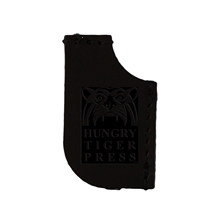 aerial view a black dogear leather corner bookmark, image 1 of 2
