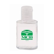 aerial view a clear/citrus scent 0.5 oz square hand sanitizer, image 1 of 2