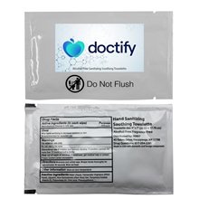 a white individual antibacterial wipes