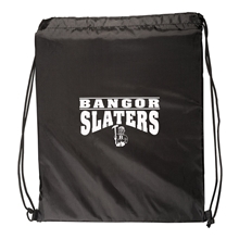 aerial view a black ultra - light drawstring bag, image 1 of 2