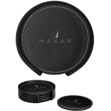 aerial view a black domanda leather 4 coaster set, image 1 of 5