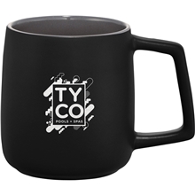 aerial view a black sienna ceramic mug 14oz, image 1 of 3