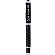 aerial view a black luna capped rollerball pen, image 1 of 5