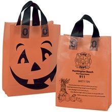 aerial view a orange orange frosted pumpkin shopper, image 1 of 2