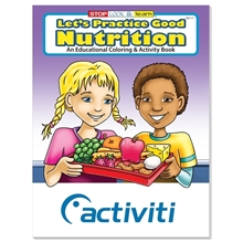 aerial view a white coloring book lets practice good nutrition, image 1 of 2