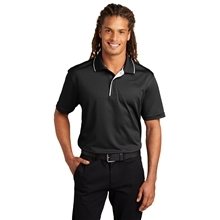 aerial view a black/white sport - tek(r) dri - mesh(r) polo with tipped collar and piping - colors, image 1 of 6