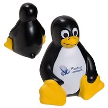 aerial view a black/white sitting penguin - squishy stress relievers, image 1 of 2