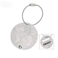 aerial view a silver world traveler globe shaped luggage tag, image 1 of 2