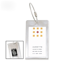 aerial view a silver collection globe - trotter stainless steel luggage tag, image 1 of 2