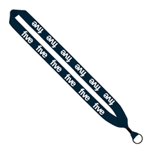 aerial view a navy 1 cotton lanyard with metal crimp metal split - ring, image 1 of 2