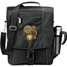 aerial view a black polycanvas verona compu - brief bag 15 laptop, image 1 of 3