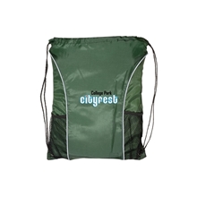 aerial view a hunter green sportsman drawstring backpack, image 1 of 2